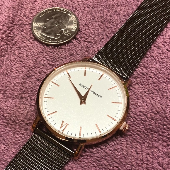 Burtley & Baines Blk & Rose Gold Large Faced Watch - Picture 3 of 6